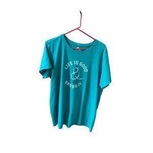 Life is Good Womens Size XL Short Sleeve Tee Tshirt Shirt Top Green okoboji